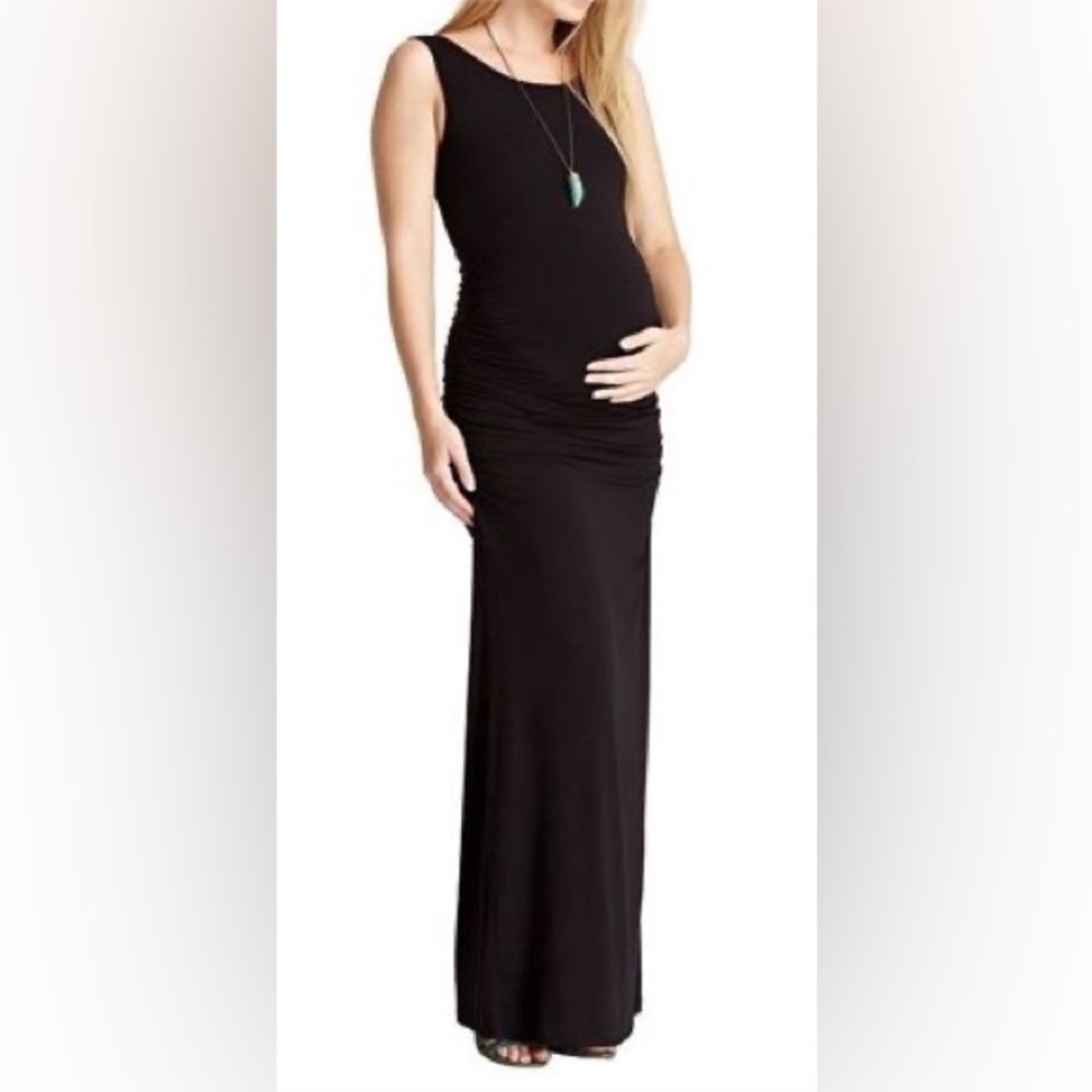 NEW Pokkori by Kimi Kai Womens Maternity Tank Column Dress, Sz L, Black
